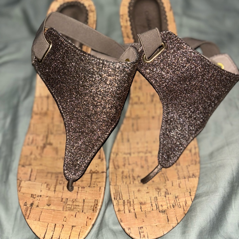 Black Sandals with Cork Sole and Minimalist Design